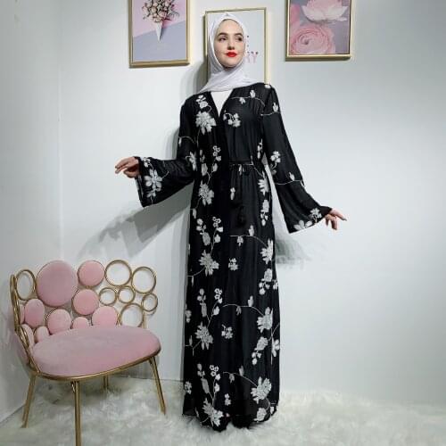 Muslim Abaya Fashion Elegant Atmosphere Printing Robes Islamic Clothing Caftan Vetement Femme 2019 Jilbab For Women