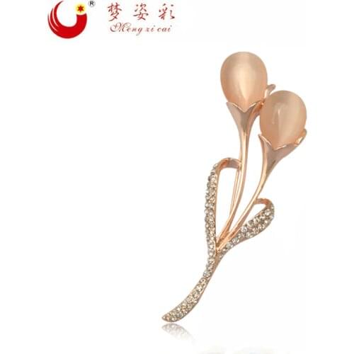 MZC 2019 New Elegant Bridal Brooch Bouquet Tulip Flower Broches Hijab Pins Female Broach Wedding Accessories Gift X1690