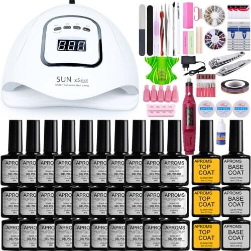 Nail Set 30/20/10 Gel Polish Manicure Set Nail Kit Salon Practice Electric Nail Drill Machine UV LED Nail Lamp Dryer Nail Tools