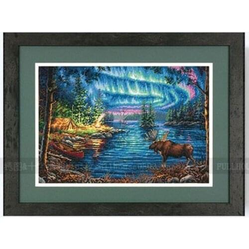 Aurora and animals patterns Counted Cross Stitch 11CT 14CT 18CT DIY Chinese Cross Stitch Kits Embroidery Needlework Sets