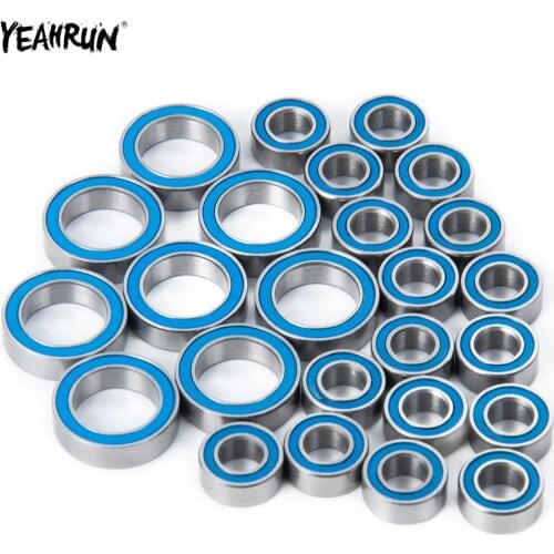YEAHRUN 25Pcs Chrome Steel Ball Bearing Kit Metric Rubber Sealed on Two Sides For 1/10 Redcat Gen7 RC Crawler Car Upgrade Part