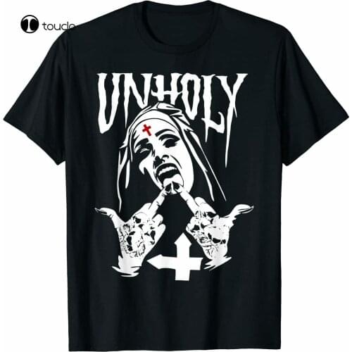 New Satanic Nun Tattoos Unholy Cross Black T-Shirt S-5Xl Cotten Tee Shirt