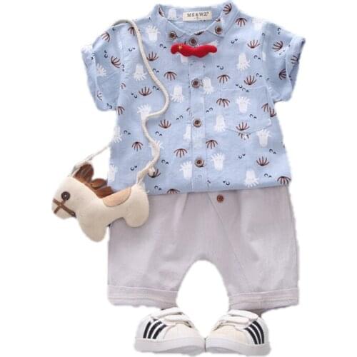New Summer Baby Boys Clothing Children Fashion Cartoon Pattern Shirt Shorts 2Pcs/set Toddler Casual Clothes Suit Kids Tracksuits