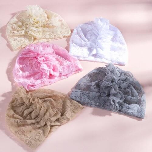 Solid Lace Baby Hat Big Bowknot Baby Girl Hat Turban Knot Head Wraps Baby Kids Bonnet Beanie Newborn Photography Props