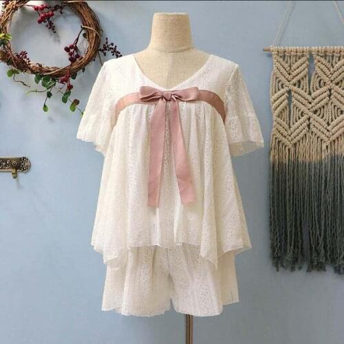 Pajamas Sets For Women Female Solid Printed Home Clothes Suit Cotton Breathable Fashion Ladies Homewear