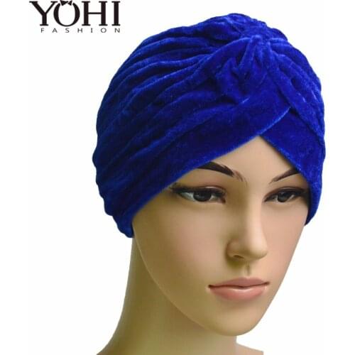 2018 New Fashion Women turban sleep Style Headband Vintage Double Stretch muslim Velvet Turban Head wrap Turbante