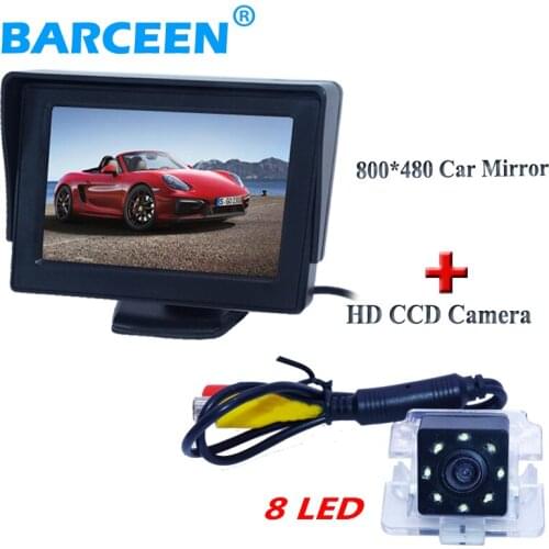 Factory promotion car rear revesing camera 170 lens angle +8 led with lcd car screen monitor 4.3" for Mitsubishi Outlander