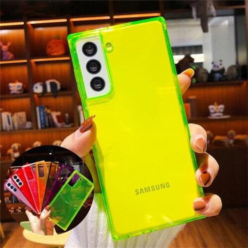 Transparent Square Shockproof Phone Case For Samsung A52 A72 A51 A71 S21 S20 FE S10 S9 Plus Note 20 Ultra Clear Bumper Cover