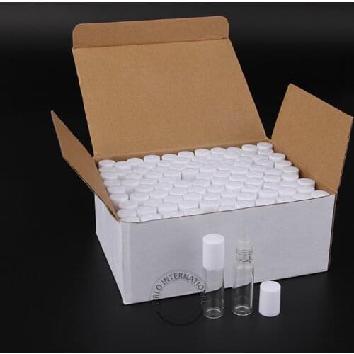 100pcs x 5ml/5cc Empty Glass Roll On Perfume Bottles Cosmetic Containers For Essential Oils, Perfume Glass Vials WIth White Lid