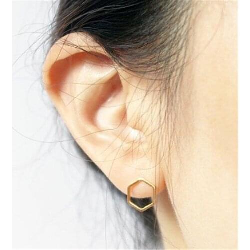 Hot Salecut Out Hexagon Honingraat Post Earring Open Lijn Bijenkorf Hexagon Earring Eenvoudige Geometrische Stud Oorbellen