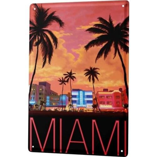 SINCE 2004 Tin Sign Metal Plate Decorative Sign Home Decor Plaques Wanderlust City Miami USA