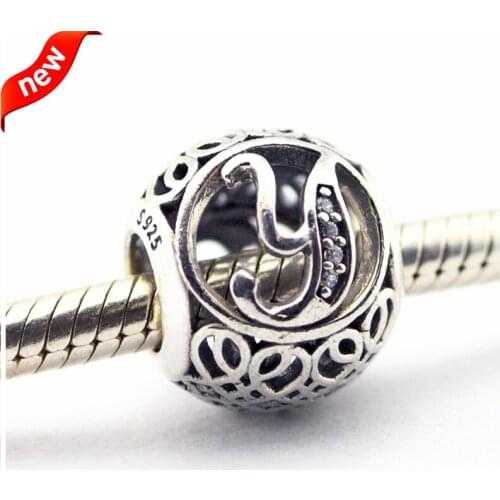 Fit Pandora Bracelets Vintage Y Letter Charm Bead Original 925 Sterling Silver Femael Jewelry Women Charms Beads for DIY Making