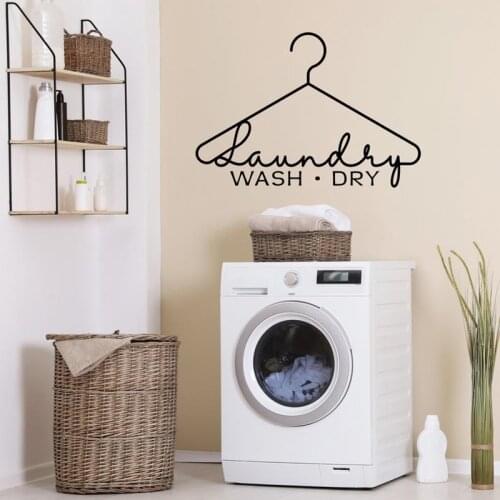 Laundry Wash Dry Wall Sticker Laundry Hanger Sign Wall Decals Laundry Room Decor Wallpaper Vinyl Laundry Door Decoration