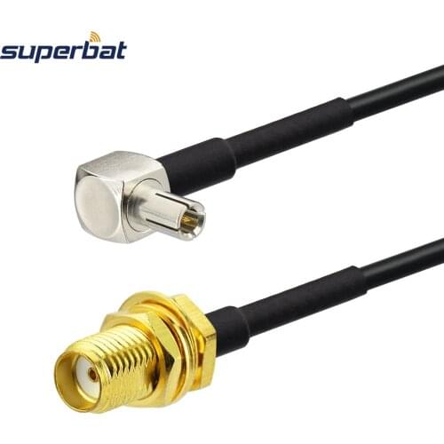 Superbat SMA Jack to TS9 Plug Right Angle Connector Pigtail RF Coaxial Cable RG174 15cm for Antenna Huawei ZTE