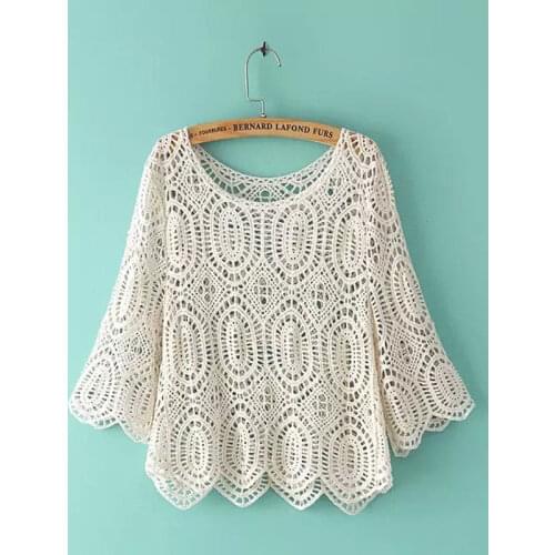 Turtleneck sweater womens summer thin section outside all-match jacket three-quarter sleeves hollow blouse foreign style