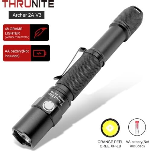 ThruNite Archer 2A V3 LED Torch Flashlight Torch with 500 Lumens AA EDC Flashlight XP-LV6 LED Flashlight Removable Clip Original