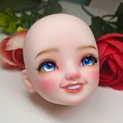 BJD Doll Head 1/4 BJD Doll Toys Makeup Smile Head Blue Pink Color Eyes Cute Doll Mold Accessories Gift Suit For 30cm Doll Body