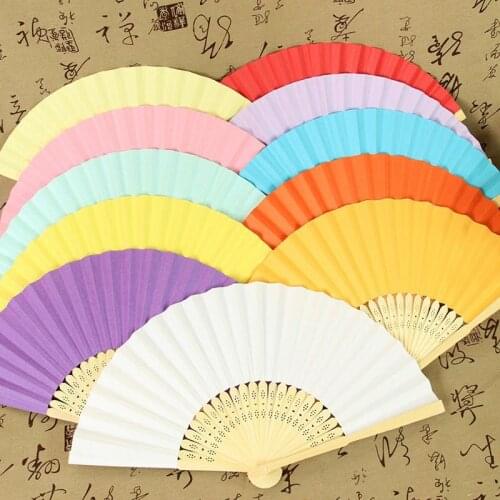 1pcs Chinese Style Hand Paper Fans Folding Bamboo Fan Wedding Party Decoration Baby Shower Event Party Favors Supplies