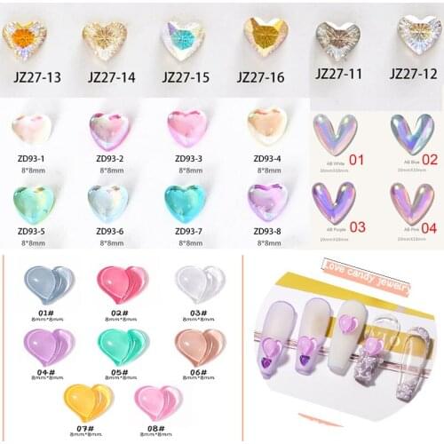 10/20/50pcs/bag Crystal Diamonds"LOVE" Nail Rhinestones Non-hotfix Peach Glass/Macaroon/Resin Colorful Nail Stones