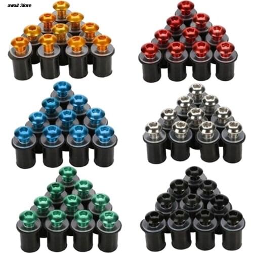 10pcs Aluminum Motorcycle M5 x 15mm CNC Windscreen Windshield Screw Bolts Nuts Fastener Kit Motorbike Mounting