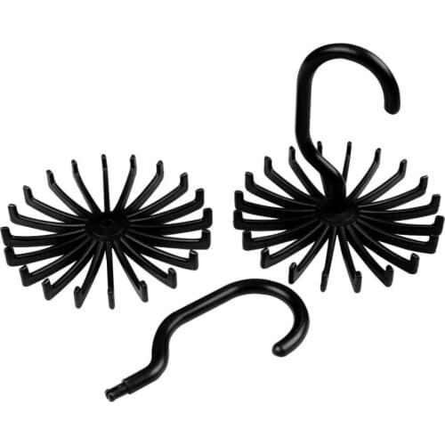 Neck Tie Holder Space Saving Multifunction 2 PC Plastic 20 Hooks 360 Degree Rotating Belt Rack Neck Tie Hanger