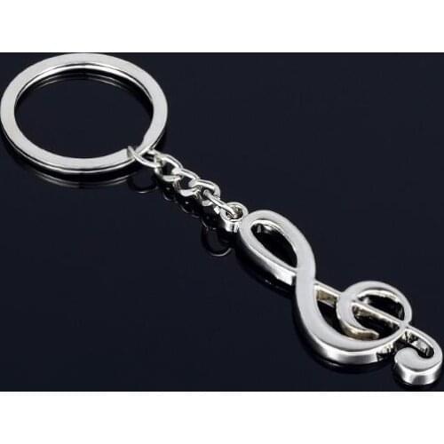 200PCS Silver Plated Musical Note Music Symbol Key chain For Men Women Trinket Wedding Favor Gifts