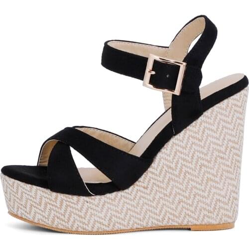 2021 Summer High heels Wedges Sandals Bohemia Buckle Strap Contracted Concise Fashion Pink Black Waterproof Womens shoes 47 48