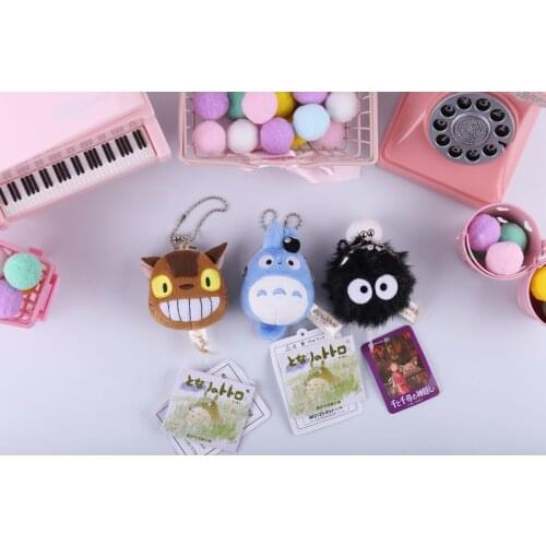 3 style Anime Totoro Small coal ball Small coal ball Plush doll clip bag purse small pendant toy gift