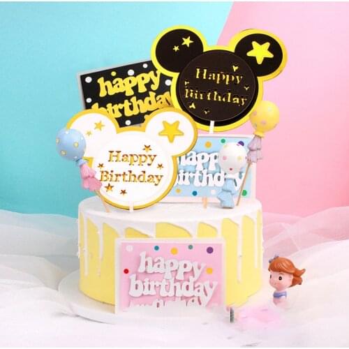 5Pcs Mickey Mouse Cupcake Toppers Birthday Cake Topper Decorating Picks Kids Wedding Party Decorations Baby Shower Favors