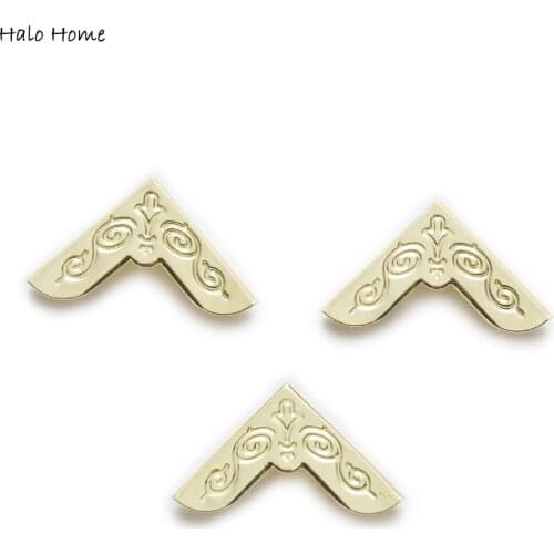 50 Piece Gold Color Carving Book Scrapbooking Albums Folders Box Bags Metal Corner Protectors 29x21mm(7/8"x6/8")