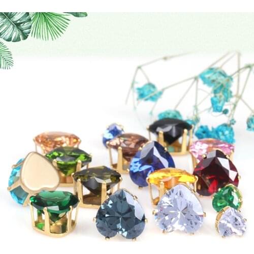 6/7/8/12mm High Quality Heart Shape Flatback Zircon Rhinestone Claws Set Shining Strass Crystal Clothes Accessories