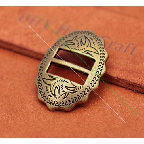 6X DIY Solid Brass Plated Western Cowboy Leathercraft Horse Saddle Headstall Bridle hatband Belt Slotted Conchos Decor 34*24mm