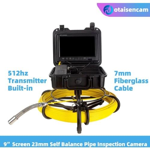 9" Monitor 23mm Self Balance Camera 512hz Transmiter Built-in Drain Pipe Inspection System DVR Keyboard WIFI Hotspot φ7mm Cable