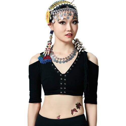 ATS Tribal Belly Dance Clothing Tank Top Choli Tops Off Shoulder Backless Plus Size Women Gypsy Tribal Dance