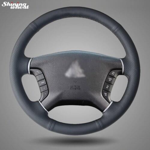 BANNIS Hand-stitched Black Leather Car Steering Wheel Cover for Mitsubishi Pajero 2007-2014 Galant 2008-2012