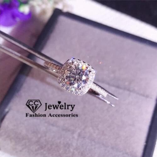 CC Wedding Rings For Women Solid 925 Silver Square Cubic Zirconia Ring Engagement Bridal Elegant Fine Jewelry Femme CC035