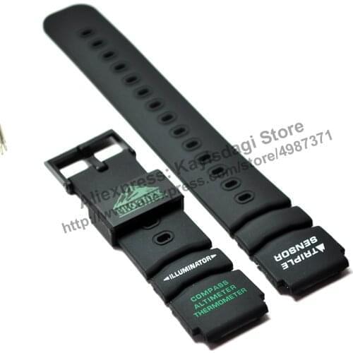 20mm Black Rubber Watch Band / Strap compatible for Casio Protrek ATC-1000 , ATC-1100 , ATC-1200 , PRT-400 , PRT-410 , PRT-500
