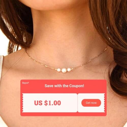 Korean Three Imitation Pearls Choker Necklaces Womens Gold Chocker Necklace Female Party Jewelry