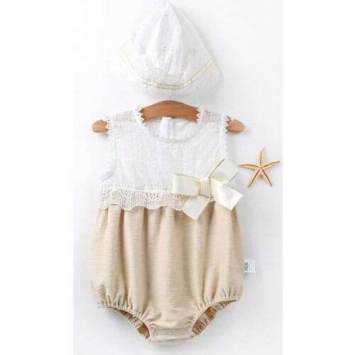 Kids Girls Clothes Princess Baby Girl Clothing 100% Cotton Bodysuit+Cap Infant Newborn Girls Jumpsuit Birthday Baptism Outfits