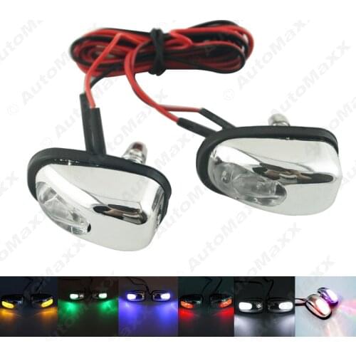 FEELDO 2pcs Car Universal Chrome Hood Windshield Washer Jet Nozzle Spray With LED Light 6 Colors for Choice #AM3962