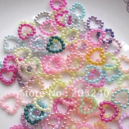 Jewelry Making Supplies For Diy Decoration Mixed Colors(1000pcs/Bag) 11mm Cute Cabochon Heart Shape Pearl