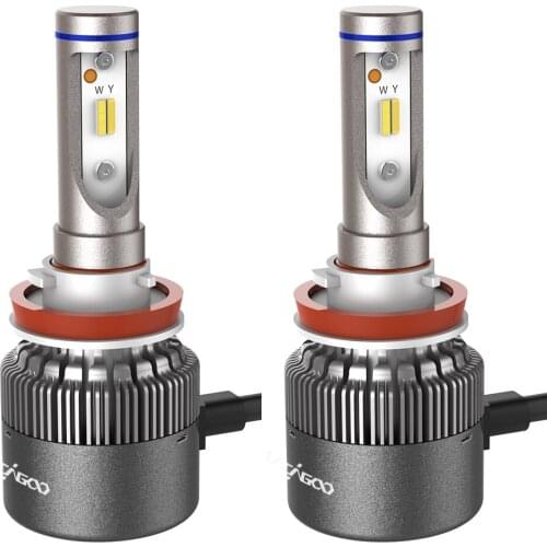 H7 H8 H9 H11 Car LED Headlight Bulbs Conversion Kits Aviation 12 CSP Chips 60W 7600LM Dual Color Temperature Plug and Play