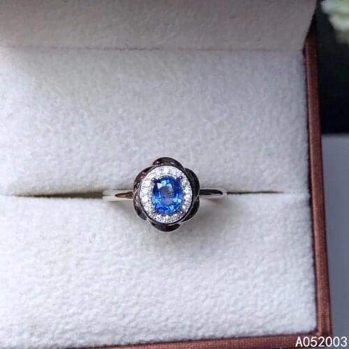 KJJEAXCMY fine jewelry 925 sterling silver inlaid natural sapphire new Female ring popular Support Detection