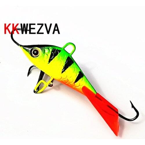 KKWEZVA 1pc 52mm 7.3g Metal color Fishing Lure winter Ice Jig Fishing Hard Bait Minnow Pesca Tackle hooks
