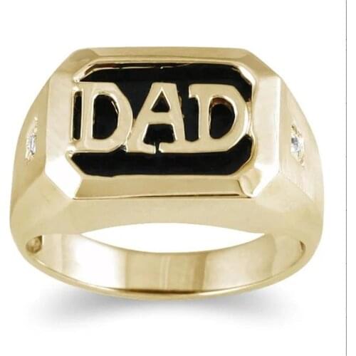 Classic New Golden Alphabet Letters "DAD"Fathers Day Ring For Men Fashion Jewelry Hand Accessories Size 6-10
