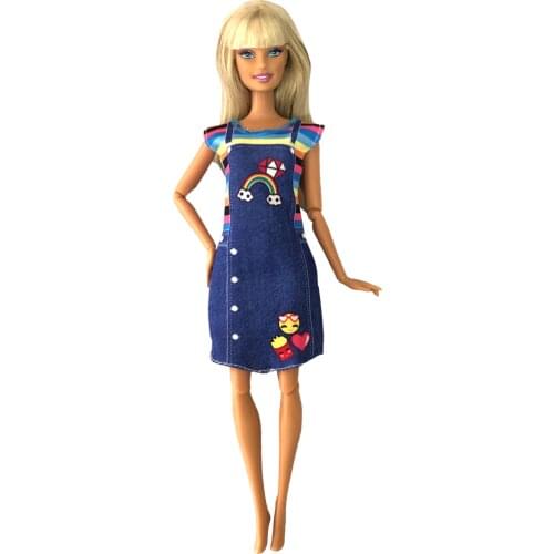 NK Doll Dress Modern Skirt Fashion Chef Clothes Cute Blue Outfit For Barbie Doll Accessories Baby Toys Girl' Gift 282B 6X