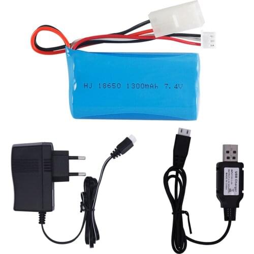 18650 LI-ion battery Tamiya plug and USB charger for meizhi 2856 high speed RC truck toys accessories 7.4V 1300mah Lipo battery