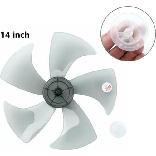14 Inch Household Plastic Fan Blade 5 Leaves with Nut Cover for Standing Pedestal Fan Table Fanner General Accessories