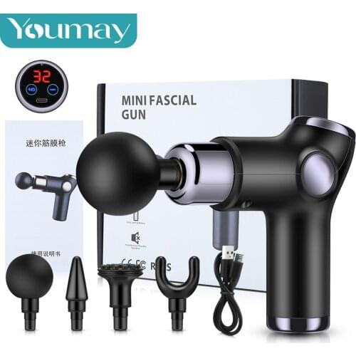 Youmay Massage Gun Mini Fascia Gun LCD Display Deep Tissue Electric Massager Muscle Relaxation Pain Relief 32 Speeds Fitness