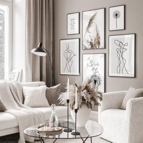 Minimalist Line Art Figure Poster Dandelion Canvas Painting Wall Picture For Living Room Decoration Home Decor